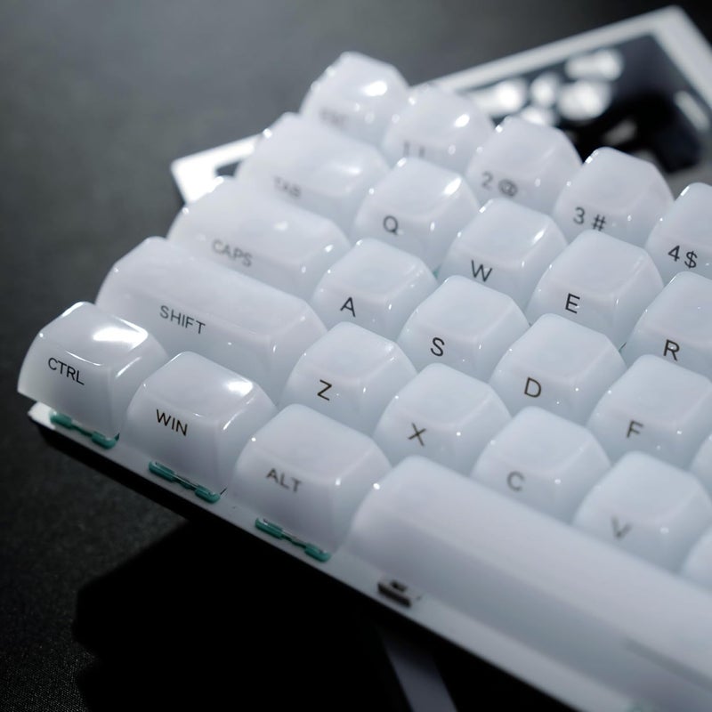 Womier Keyboard Keycaps Jelly - Ceramic Keycaps Style, Clear White Key Cap, Transparent Side Printed Custom 60 65 75 100 Percent for Cherry MX, Outemu, Gateron Mechanical Keyboards(MDA Profile) - Image 1